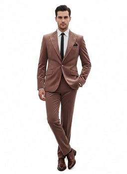 Mens Mauve Velvet Suit – 2 Piece Ultra Slim Fit Blazer and Pants Formal Set in Light Brown Tuxedo - Image 6
