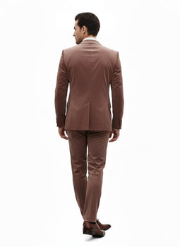 Mens Mauve Velvet Suit – 2 Piece Ultra Slim Fit Blazer and Pants Formal Set in Light Brown Tuxedo - Image 5