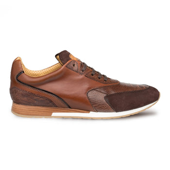 Mens Mezlan Chiron Ostrich & Calf Sneaker in Black - Image 5