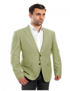 Men's Mint Linen Sports Coat Peak Lapel - Mens Linen Suit