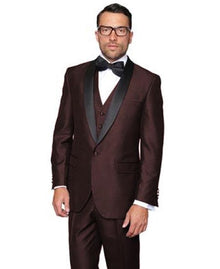 Men's Modern Fit 1 Button Shawl Lapel Dark Brown Dinner Jacket