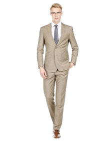 Mens Modern Fit Textured Suit in Light Taupe by Braveman