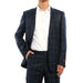 Black Plaid Pattern Suit For Men 2 Button Windowpane Italian Super 150's Fabric Suit Side Vented - 100% Percent Wool Fabric Suit - Worsted Wool Business Suit
