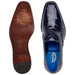 Men's Navy Blue Alligator Loafers - Genuine Leather Slip-On Dress Shoes - Belvedere Genova
