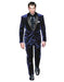 Men's Navy Blue Color Tuxedo Shawl Black Lapel Velvet Wedding Party Dinner