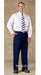 Mens Pleated Pants / Slacks Plus White Shirt & Matching Tie Navy Blue unhemmed unfinished bottom
