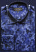 Navy Blue Thick Mandarin Band Fancy Polyester Shirt