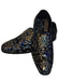 Men'S Gold Silver Embroidered Slip On Style Fancy Velvet Dress Glitter ~ Sparkly Shoes Black Sequin Shiny Flashy Look