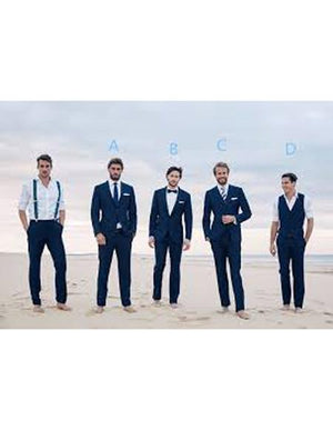 Men's Navy Blue Two Button Beach Wedding Attire Suit