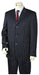 Men's Reflective Razor Stripe  Flap Pocket Dark Navy Blue Suit For Men Zoot