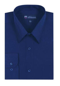 Plain Solid Color Traditional Navy Men's Dress Shirt