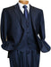 2BV Men's 3 Piece Dark Navy blue Suit For Men Mini Pinstripe ~ Stripe Conservative Italian Design Suit Vested Side Vent Flat Front Pants