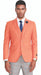 Mens Notch Lapel Two Button Vested Summer Suit Orange Plaid Pants