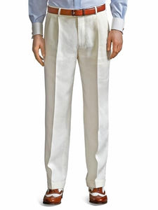 Ivory ~ Cream ~ Off White Pleated Dress Pant For Men unhemmed unfinished bottom