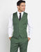 Mens Light Olive Green Vest + Matching Solid Dress Pants Set