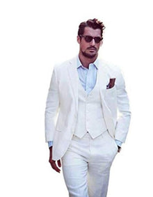 Men's One Button Beach Wedding Attire Suit White