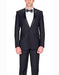 Authentic Braveman Men's 1 Button  Black Slim Fit Tuxedo Suit With Satin Peak Lapels