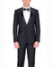 Authentic Braveman Men's 1 Button  Black Slim Fit Tuxedo Suit With Satin Peak Lapels