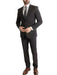 L & S France Men'S Black 2 Piece One Button Poly/Rayon Slim Fit Suit - Single Button Suit