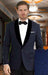 Men'S Dark Blue Shawl Lapel 1 Button Closure Tuxedo Suit