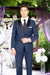Men's Blue Slim Fit 1 Button Satin Peak Lapel Tuxedo