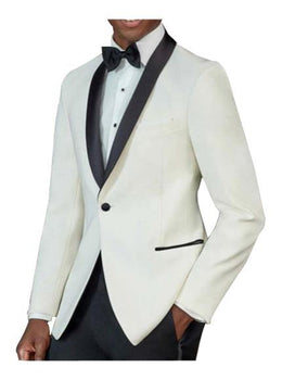 Men's One Button Tuxedo Shawl Black Lapel classy Ivory Suit