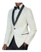 Men's One Button Tuxedo Shawl Black Lapel classy Ivory Suit