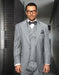Mens One Button Notch Lapel Wide Leg Suit Gray