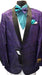 Alberto Nardoni Designer Men'S Purple Floral ~ Paisley Sport Coat Blazer Dinner Jacket Tuxedo With Black Lapel Shawl Collar