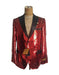 Men's One Button  Red Sequin Blazer - Sequin Tuxedo - Dinner Jacket
