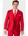 Mens One Button Single Breasted Peak Lapel Double Breasted Vest Ticket Pocket Suit Red