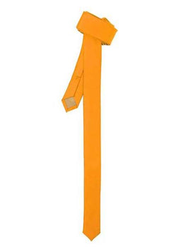 Polyester Satine Fabric Super Skinny Slim Fully Lined Orange Tie-Men's Neck Ties - Mens Dress Tie - Trendy Mens Ties