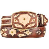 Men's Burnished Oryx Original Ostrich Full Quill Skin Fashion Western Belt