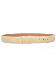 Men's Patchwork Winter White Genuine Ostrich Quill Skin Belt