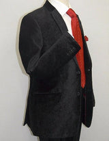 Men's Paisley Black Velvet Fabric Patterned Texture Men's blazer Sport Coat