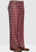 Mens Pant - Wide Leg Plaid Slacks - Brick - 100% Percent Wool Fabric