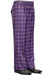 Mens Pant - Wide Leg Plaid Slacks - Mauve - 100% Percent Wool Fabric