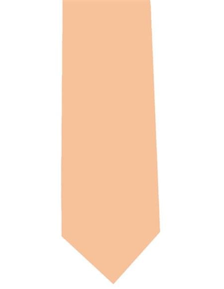 Men's Peach Extra Long Polyester Solid Neck Tie-Men's Neck Ties - Mens Dress Tie - Trendy Mens Ties