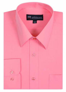 Plain Solid Color Traditional Peach Men's Dress Shirt