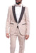 Men's Peak Lapel Solid Tan ~ Beige Tuxedo With Dark Brown Lapel With Free Vest