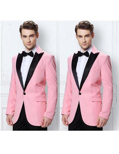 Men's Pink Peak Lapel One Button Blazer