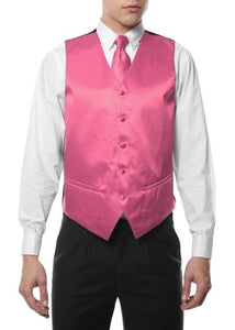 Men's Pink V Neck Big and Tall Dress Tuxedo