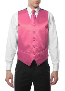 Men's Pink V Neck Big and Tall Dress Tuxedo