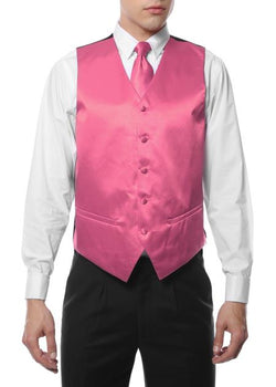 Men's Pink V Neck Big and Tall Dress Tuxedo