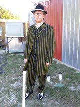 Mens Pinstripe Zoot Suit with Matching Shoes Suit Black and Yellow