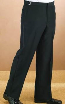 Satin stripe Polyester Plain Lined dress ~ pleated slack Front Black Tuxedo Pant unhemmed unfinished bottom