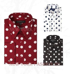 Fashionable Cotton Polka Dots Design Multi-Color Men's Dress Shirt With Tie