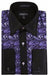 Purple/Black Microfiber Design Paisley Regular Fit Men's Dress Shirt