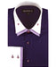 Purple 100% Cotton dress Solid Color Double Spread Collar Men's Dress Shirt