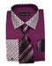 Rose Purple Cotton Blend Solid/Polka Dot Pattern Matching Tie & Hanky Men's Dress Shirt